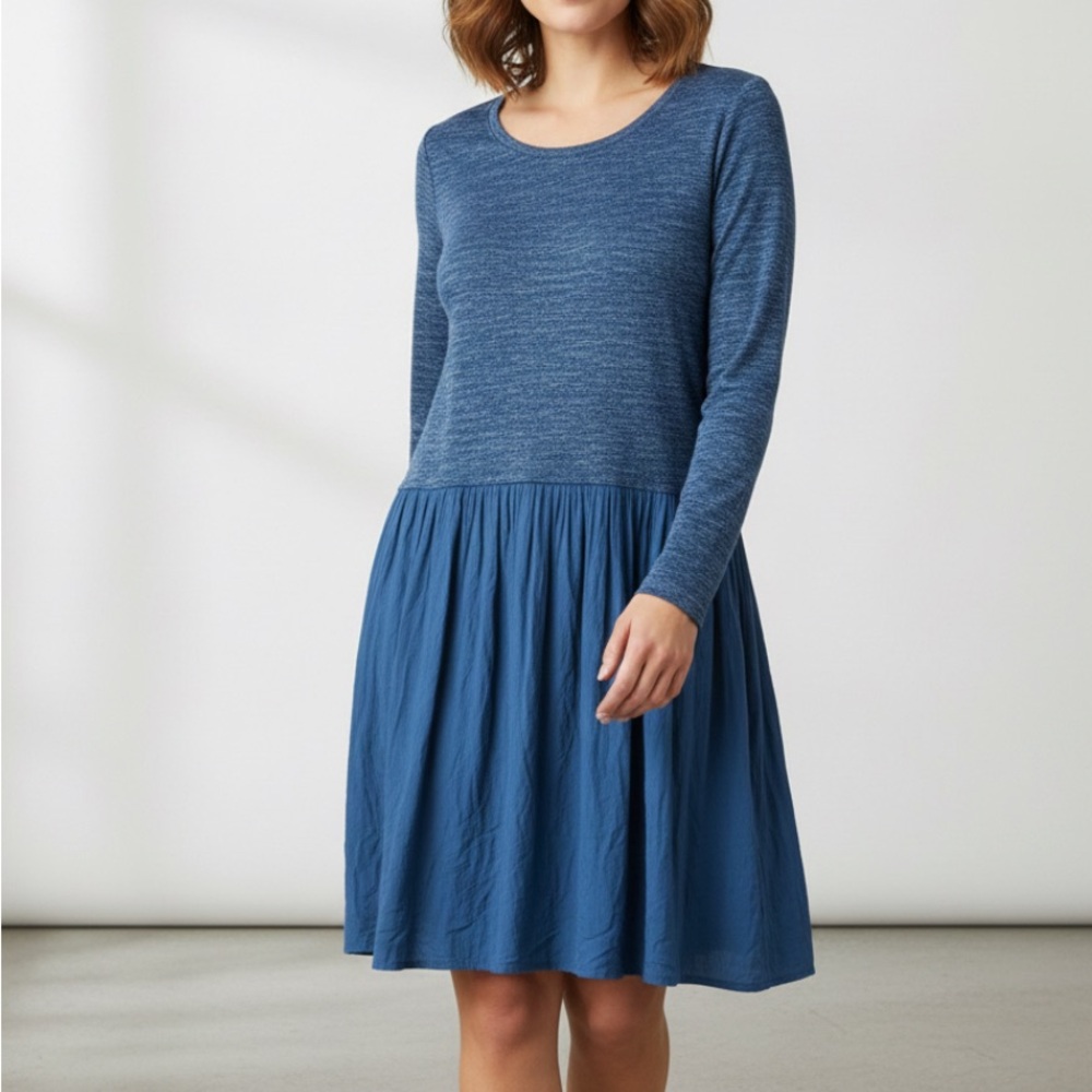 LOGO by Lori Goldstein Soft Stretchy Blue Heathered Dress - Size Large